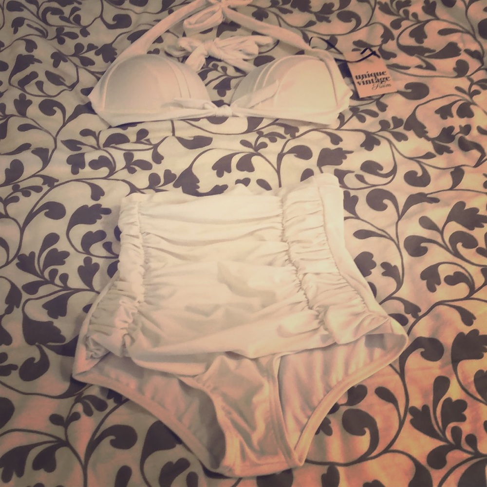 NWT unique vintage high waisted halter bikini